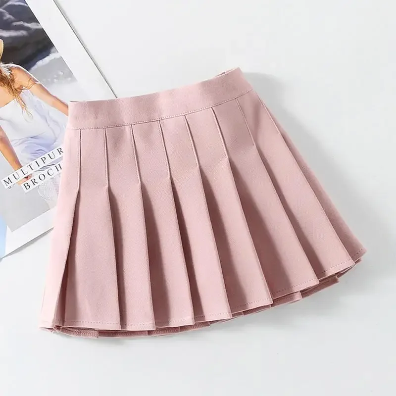 2024 Spring Kids Causal Girls Pleat Skirt Harajuku Teenage Preppy Style Plaid Skirts Cute Japanese School Uniforms Kawaii Skirt