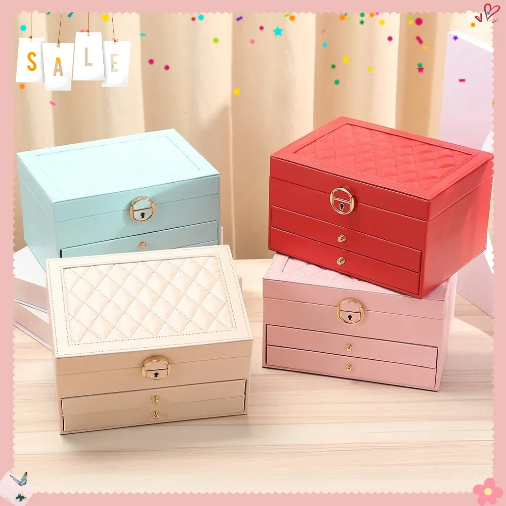 

3 Layers Large-Capacity Leather Drawer Jewelry Box with Dust-Proof and Oxidation-Resistant Necklace, Earring Display Case