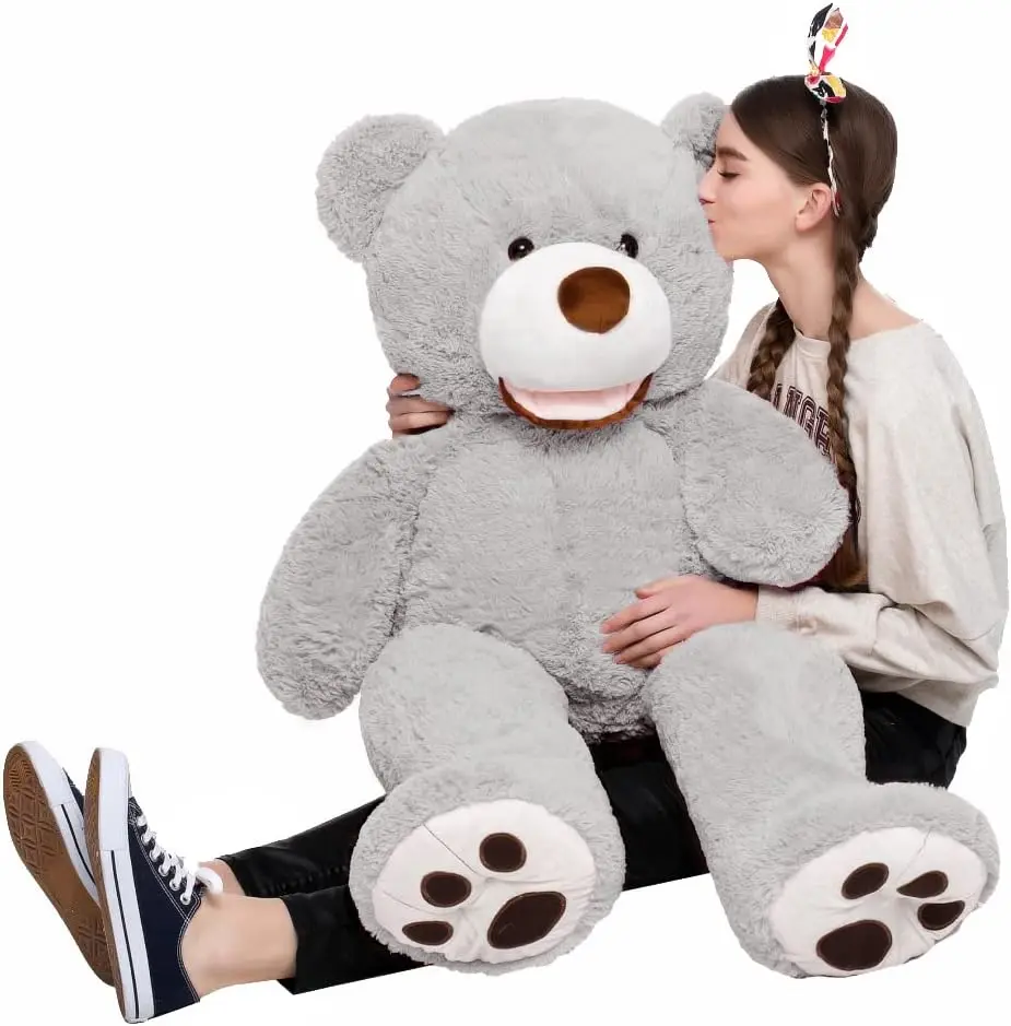 MorisMos Giant Teddy Bear with Big Footprints Big Teddy Bear Plush Stuffed Animals (Gray, 39 inches)