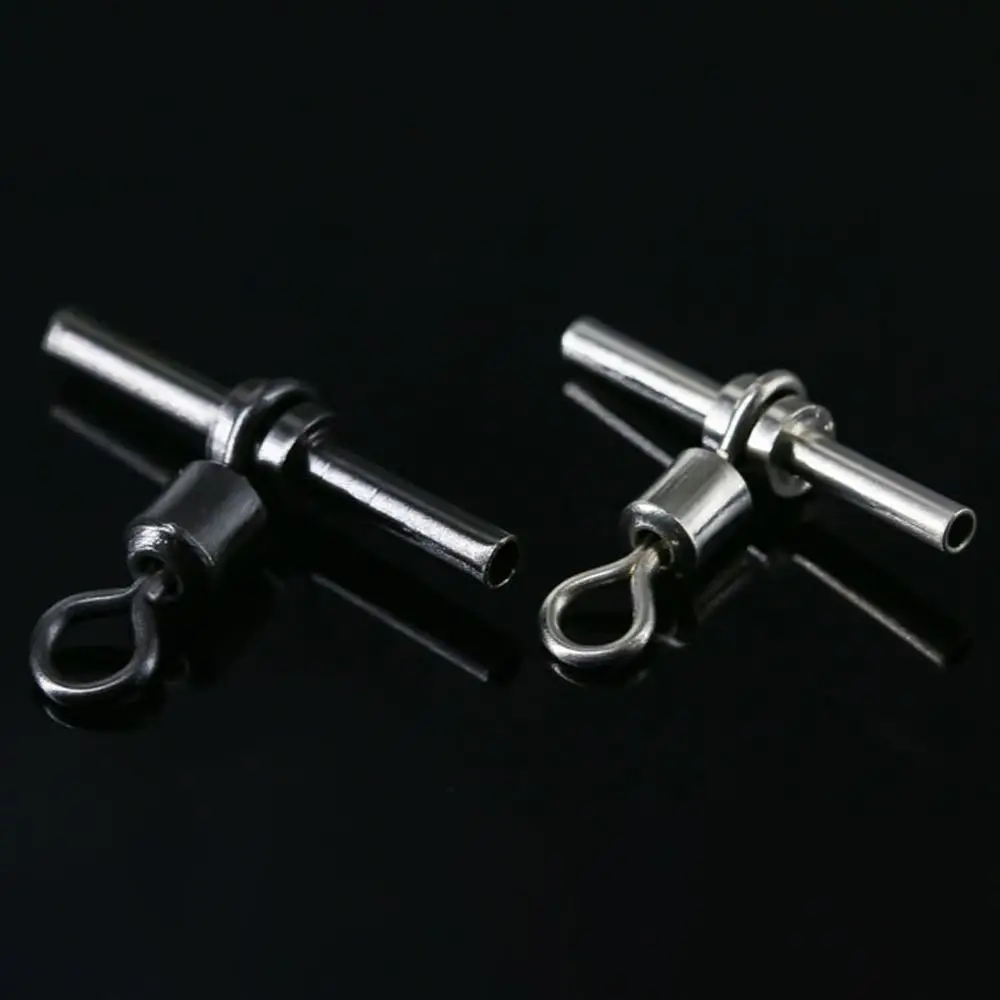 10Pcs/Set Cross Line Brass Head Tube Fishing Swivels Sleeves 3 Way Connect Splitter Rolling Swivels Fishing Accessories