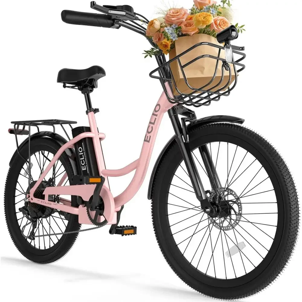 24'' Electric Bike or Adults, Peak 1000W Motor, 48V 13Ah Removable Battery 65Miles, Step Through City Cruiser Ebike, Commuter E-