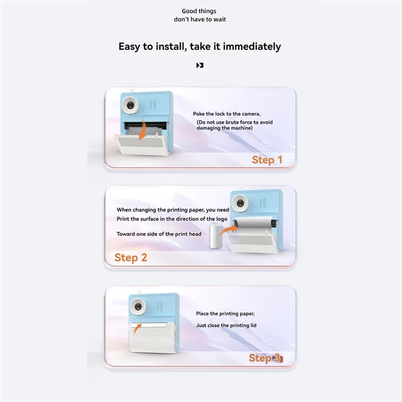 ELEC-P6 Children Camera Instant Print 1080P Video Camera 2.8Inch Display With Memory Card