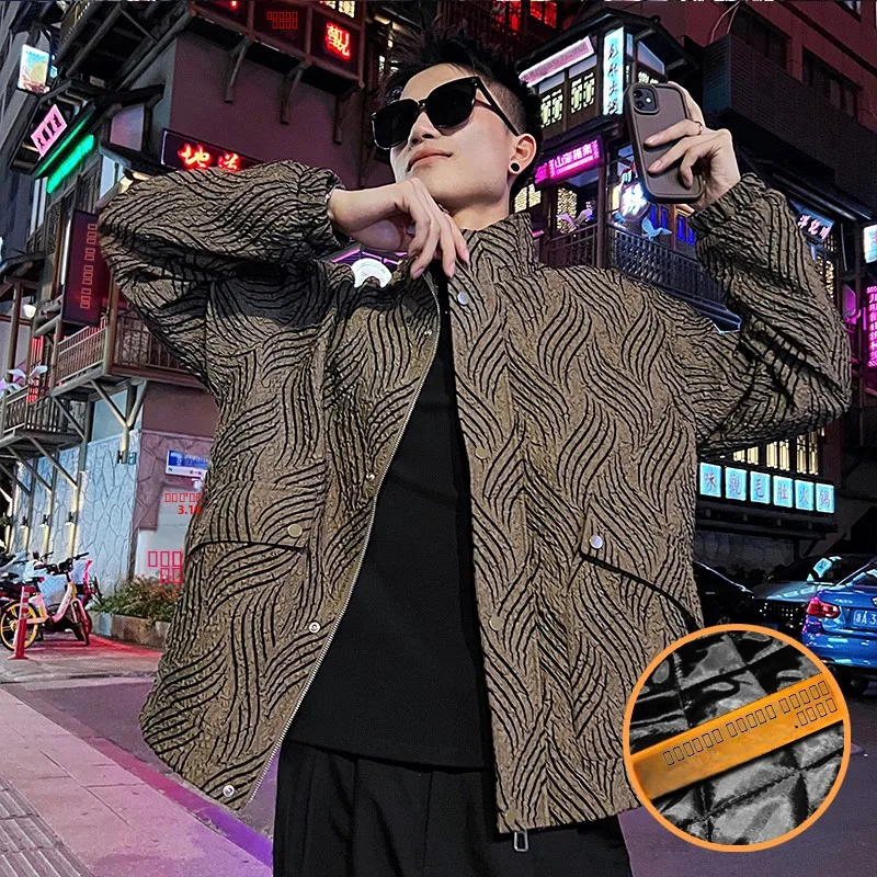 

Men's Thiened Cotton Pilot Jaet Autumn Winter Faionable Streetwear Stand Fit Zipper Closure Long Sve Warm Outerwear