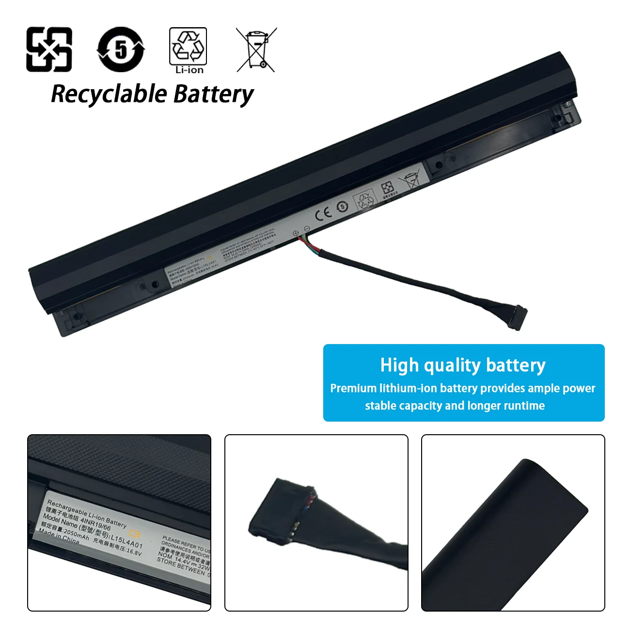 L15L4A01 Battery for Lenovo Ideapad V4400 300-14IBR 100-15IBD 110-15ISK 300-15IBR 300 15ISK L15L4E01 L15S4E01 41NR19/65