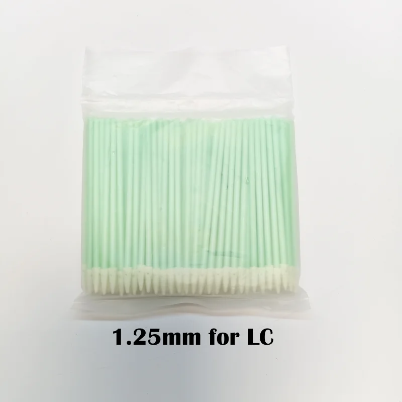 100/200 pz 1.25mm/2.5mm bastoncini per la pulizia in fibra ottica tamponi di cotone bastoncini ottici per connettori SC/LC/FC/ST asta di pulizia in fibra