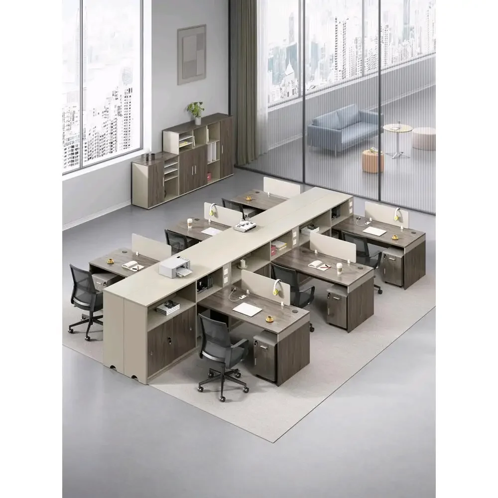 Staff Finance Office Desk and Chair Combination Four 46-person Office Simple Current Card Space Clerk Face to Face