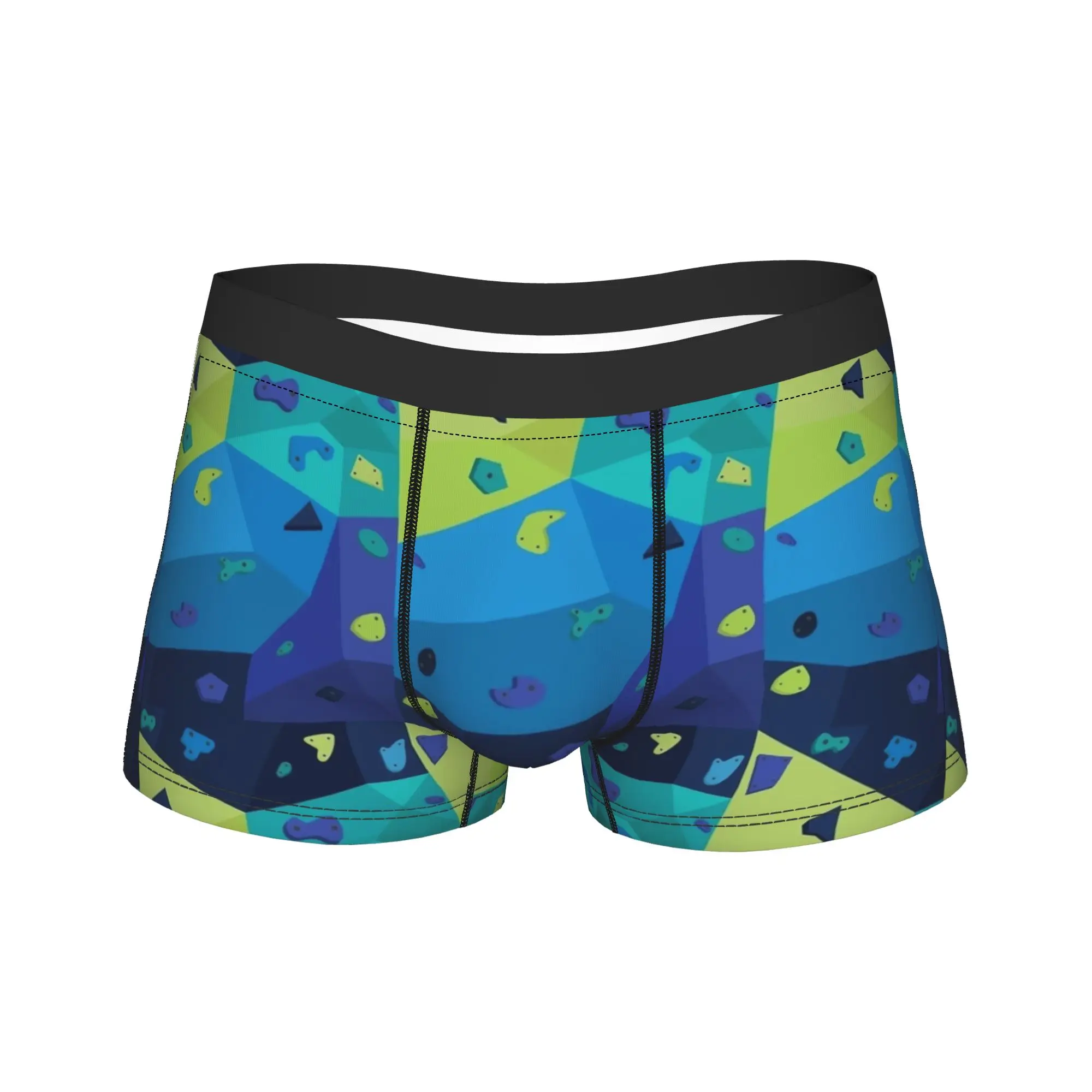 Boulder Wall (Blue and Green) Underwear  Custom Boxer Shorts High Quality Males Underpants Funny Boxer Brief Gift Idea