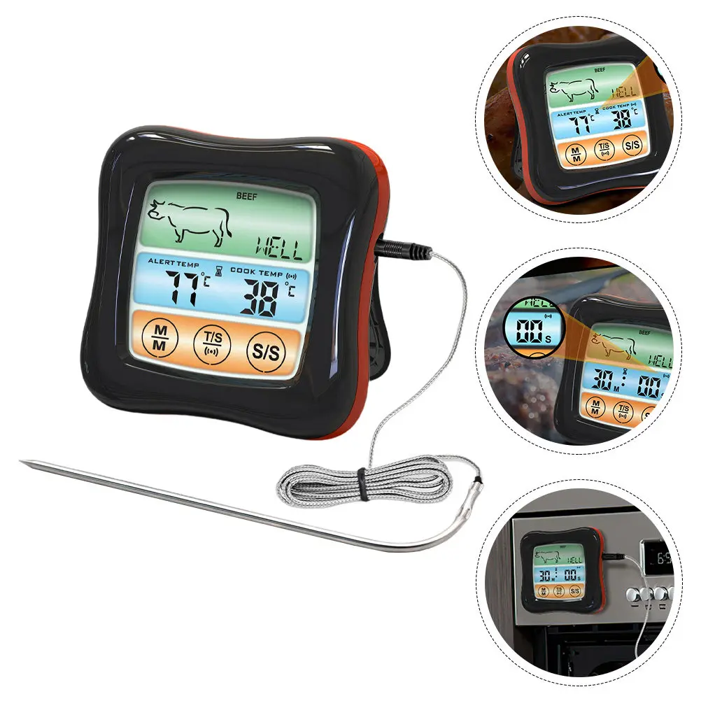 Digital Food Thermometer Touch Screen Stainless Steel ABS Kitchen Thermometer for Bbq Meat Cooking Chicken Turkey Ham Fish Grill