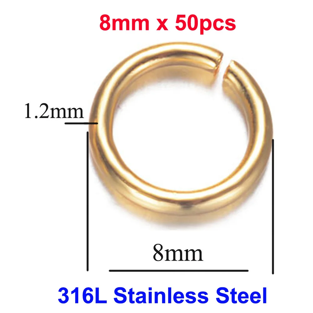 100-3000 stuks 18k goud vacuüm geplateerd 316L roestvrij staal open jump ring kreeftgesp groothandel ketting maken DIY sieraden