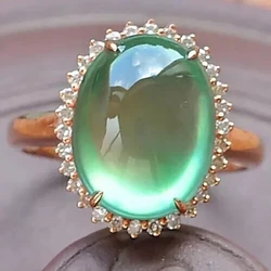 Original new product silver-encrusted grape stone oval large egg face ladies ring opening fresh ethnic charm jewelry