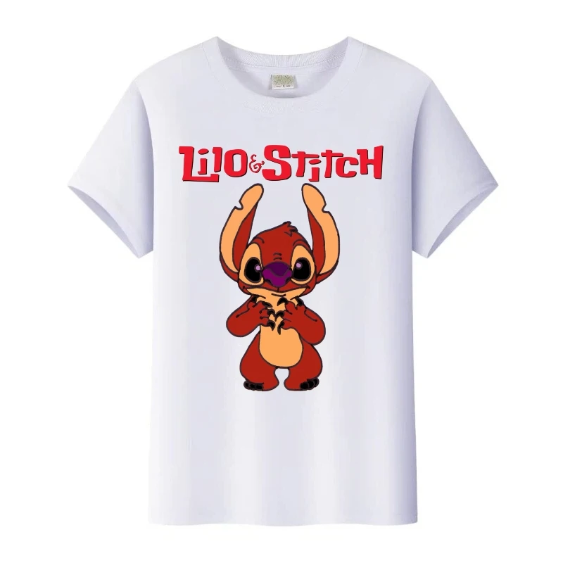 

Retro Disney Stitch Graphic Tops Boy Blouses White Streetwear Unisex Girl Clothes Women Tees Family Summer Short Sleeves T-Shirt