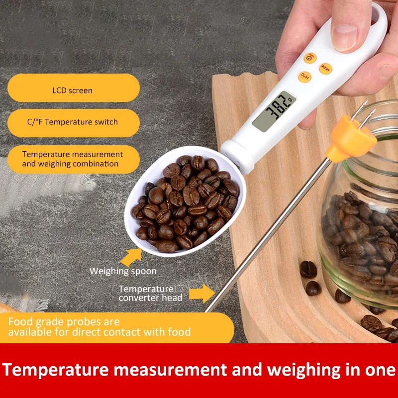 2 in 1 Electronic Kitchen Scale 500g/0.1g Measuring Spoon Scale Electronic Temperature Weight Measuring Spoon for Kitchen Baking