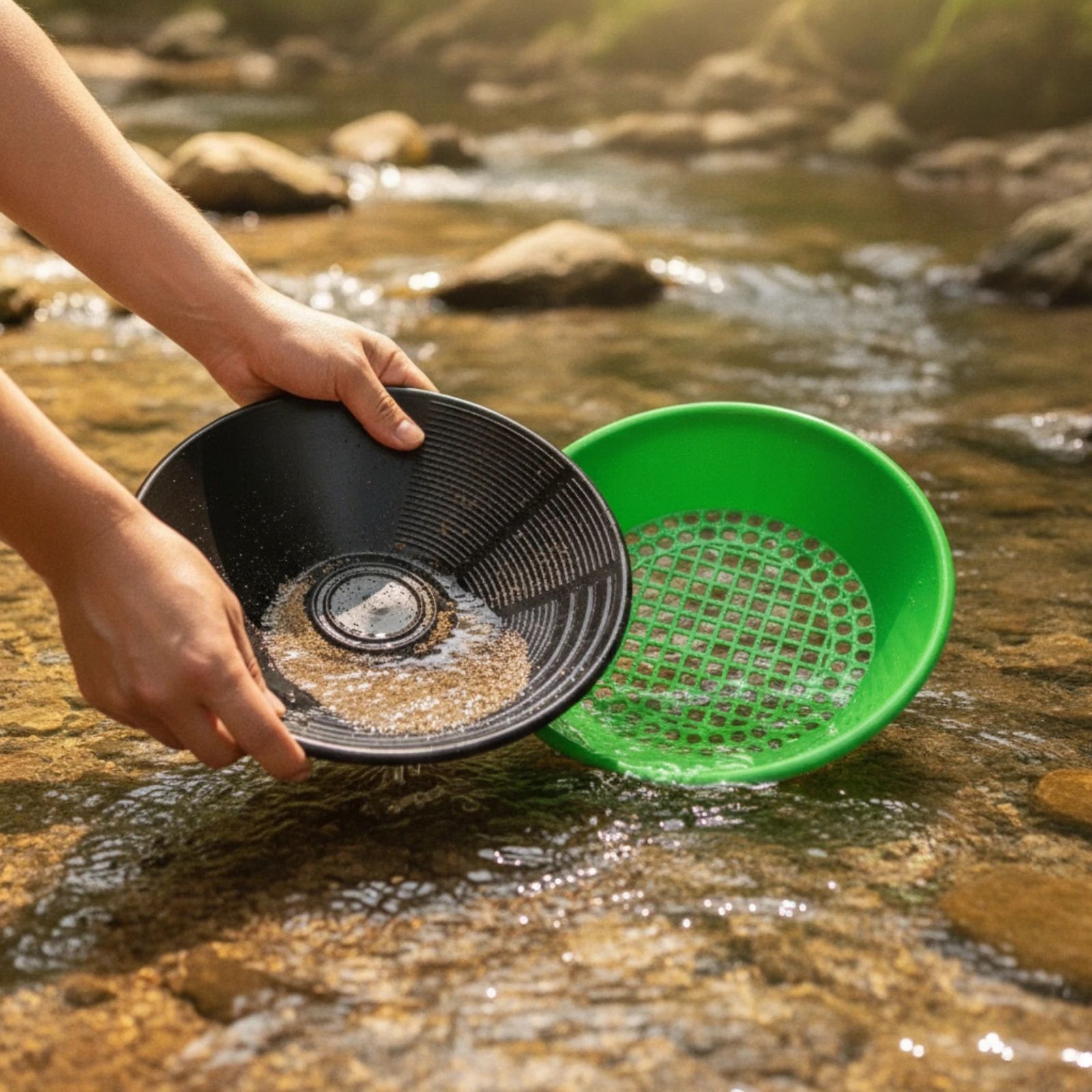 4 Pieces Gold Panning Kit with Hand Tools Portable Classifier Screen Sediment Separator Kit Lightweight Equipment Heavy-Duty