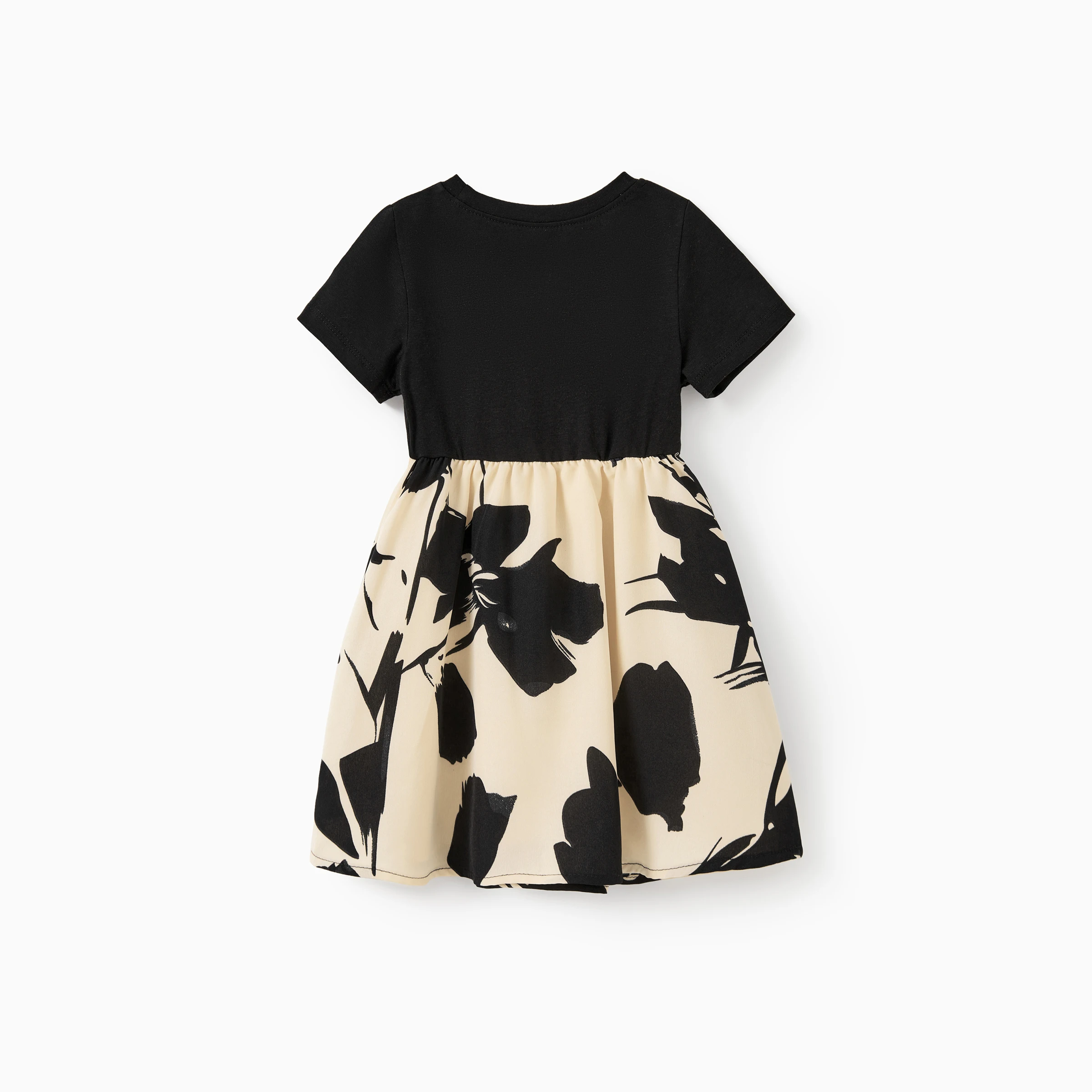 PatPat Family Matching Outfits Allover Floral Shirt Black Tee Plus Elastic Waist Floral Skirt