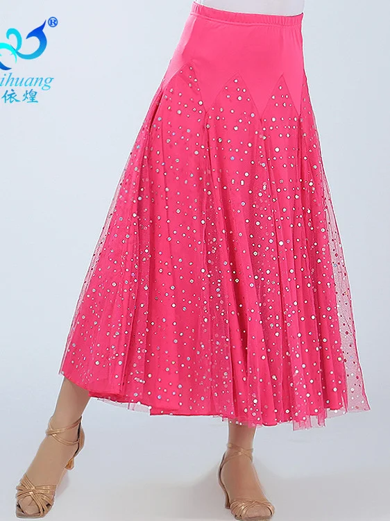 Elegant Ballroom Soft Dance Skirt Dancing Women New Style Casual Costume Long Swing Skirt For Flamenco Rumba Waltz Dancewear