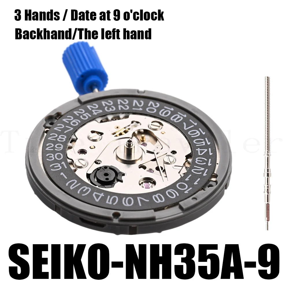 Japanese Seiko NH35A Movement NH35 Black Left Hand at 9 o\'clock Date Wheel 24 Jewels Automatic Chaining High Precision Movement