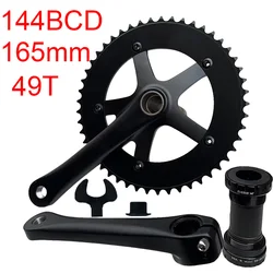 Road Bike Crankset 144BCD 49T 144mm PCD Bicycle Chainset Single Speed Racing Crank Set Track Bike 165mm Crank Length Bike Parts