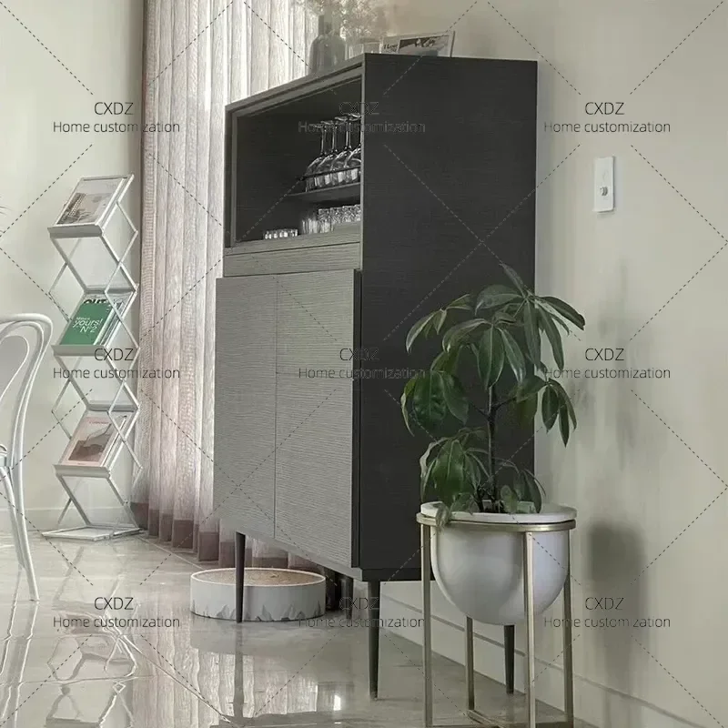 Solid Wood Wine Cabinet Modern Simple Living Room Storage Locker Dining Sideboard Wall Mounted Display Shelf Nordic Style