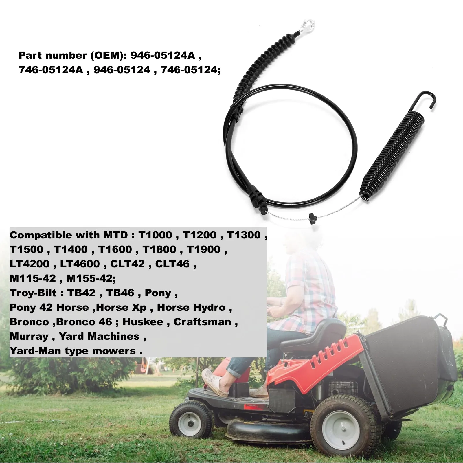 Imagem -04 - Cabo do Motor Lâmina Cortador de Grama Compatível com Mtd Troy-bilt Artesão Husky Murray Yard Machines 94605124a 746-05124a