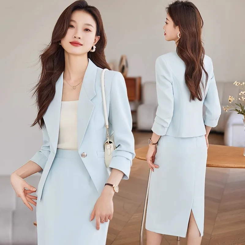 Pink Suit Jacket for Women2024Spring New Business Temperament Hotel Reception Suit Suit Dress Spring and Autumn