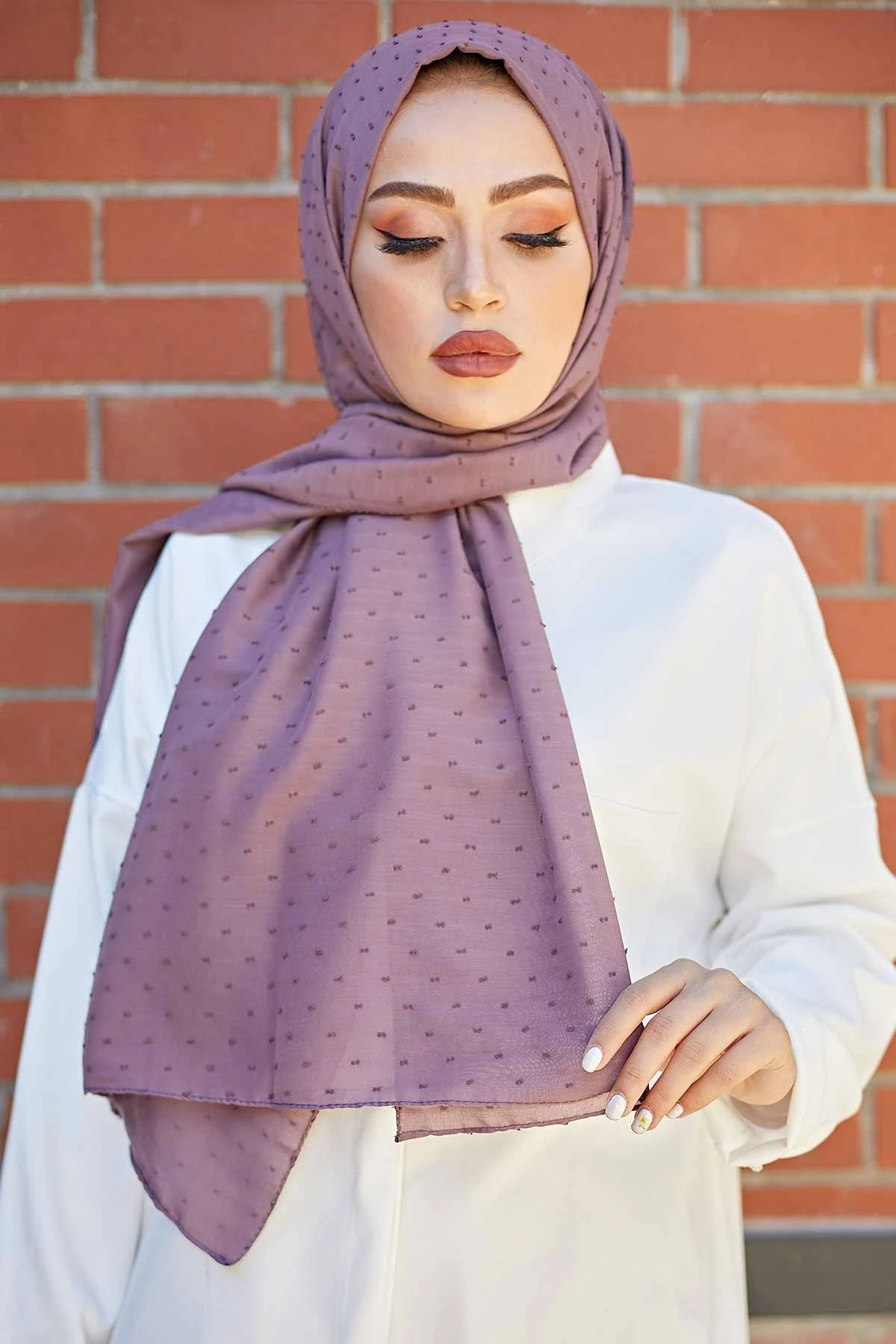 

Pıtpıt Shawl-Mürdüm Winter Autumn 2021 Muslim Women Hijab headscarf Islamic Turkey