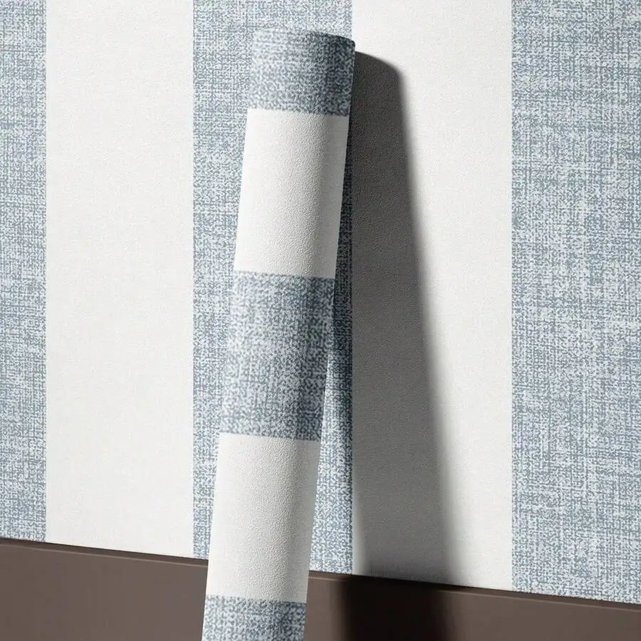 

1 Roll Light Blue & White, Red Brown & White Striped Faux Fabric Peel And Stick Wallpaper, Trimmable For Wall Renovation,