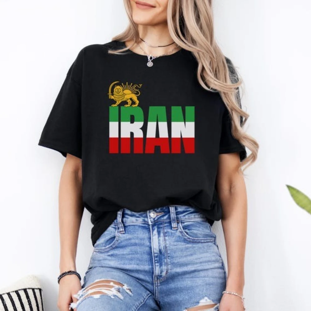 Iran Flag T-Shirt Persian Lion and Sun Graphic Tee Shir-o-Khorshid Shirt Iranian Heritage Gift Tshirt Patriotic Persian Pride T