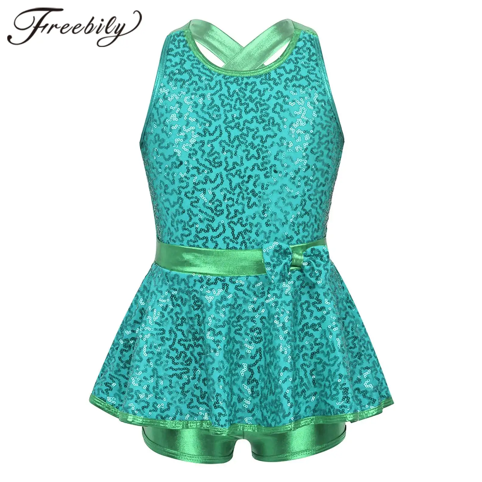 Freebily Kids Girls Sequined Ballet Unitard Dancing Ballet Gymnastics Leotard Modern Rave Jazz Dance Costume Dancewear
