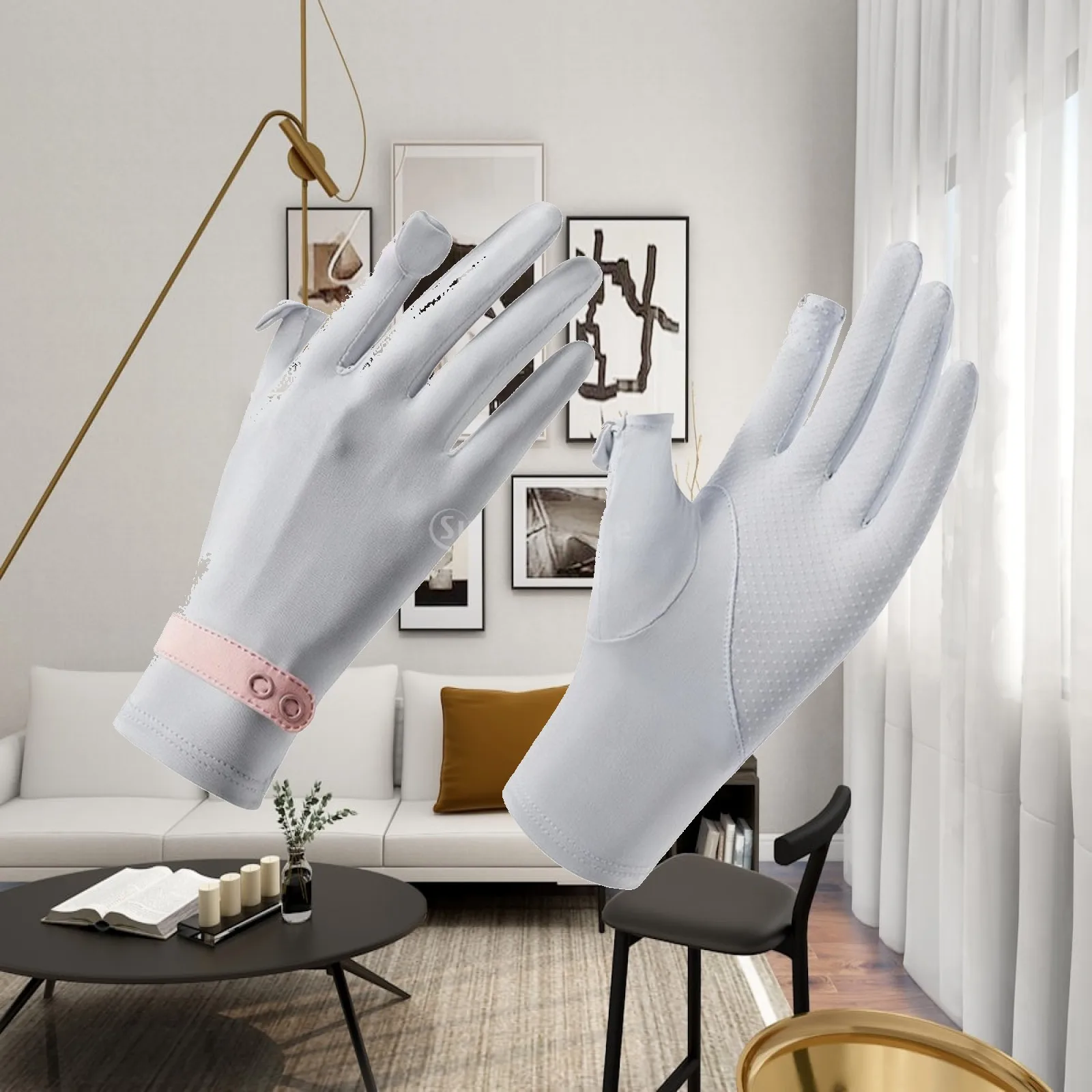 Full Finger Gloves Breathable Thin Gloves with Anti Slip Palm Lightweight Comfortable for Women, Outdoor, Cycling