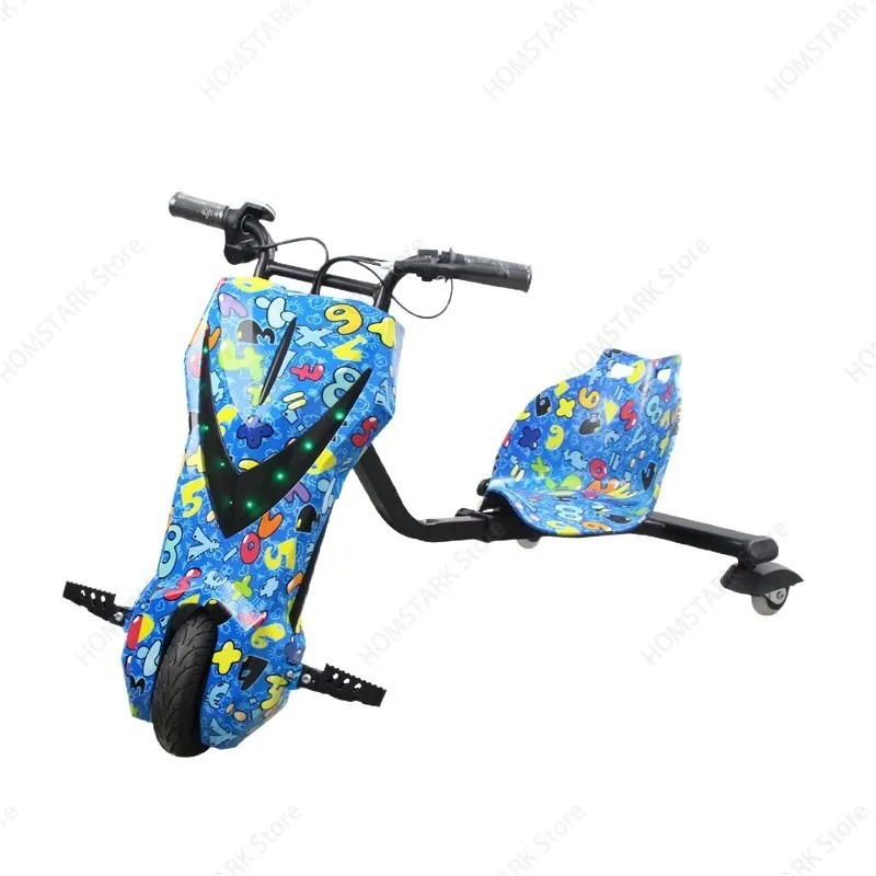 Remote Control Kids Electric 3‑Wheel Drift Car Rechargeable Ride‑on Toy Vehicle for Outdoor Plaza Entertainment Amusement Use