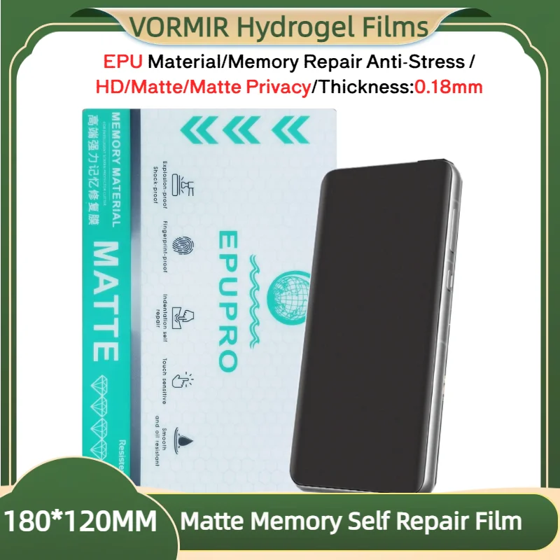 VORMIR Matte EPU Self-Repair Memory Hydrogel Film High-end HD Privacy Curved Screen Protector for phone Sheet Cutting Machine