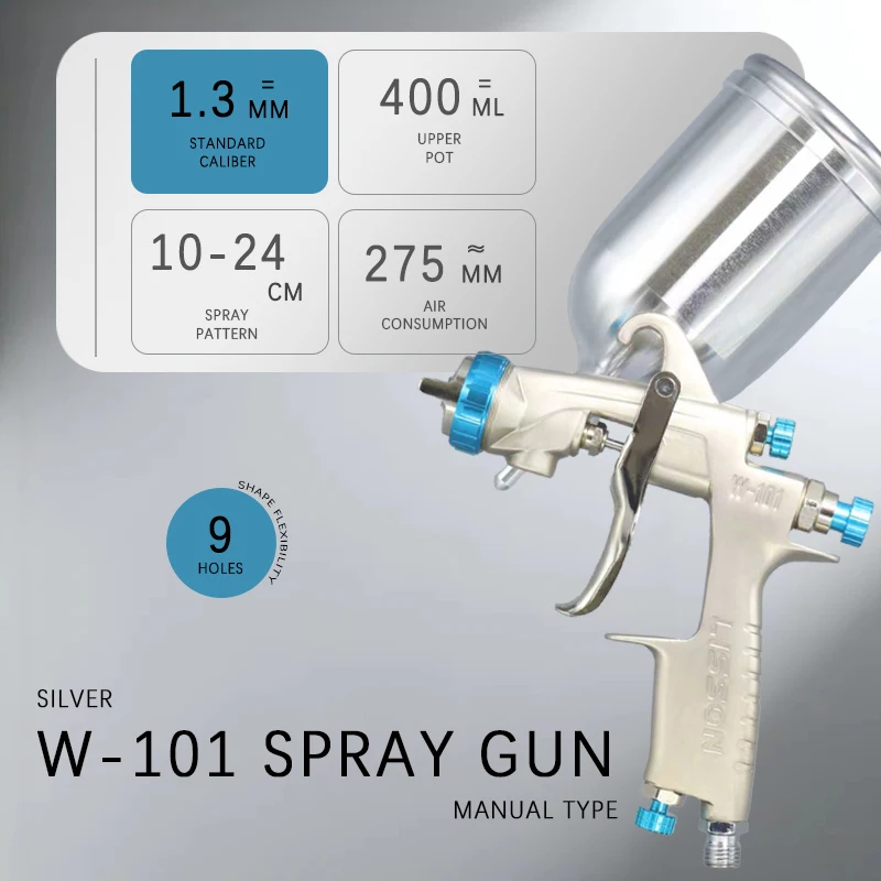 

Farewell to brush marks, W-101 1.3mm spray gun with fine atomization/perfect for furniture and cars in one go, 400ml upper tank