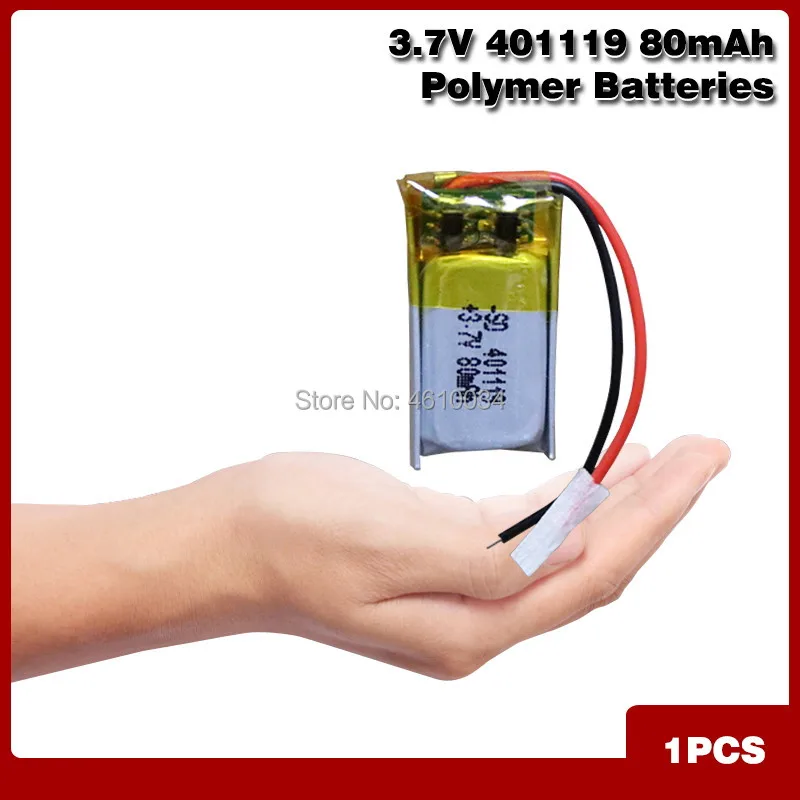 Polymer lithium ion battery 3.7V 401119  80mAh CE FCC ROHS MSDS quality certification Ultra small battery