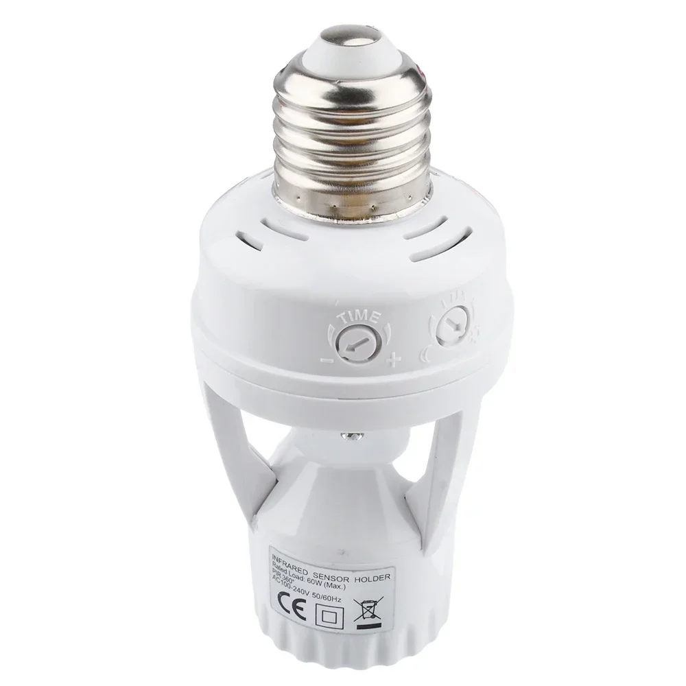 Enchufe de bombilla inteligente E27, interruptor de Sensor de movimiento infrarrojo de inducción PIR de 360 grados, adaptador de soporte de Base de lámpara de 110-220V