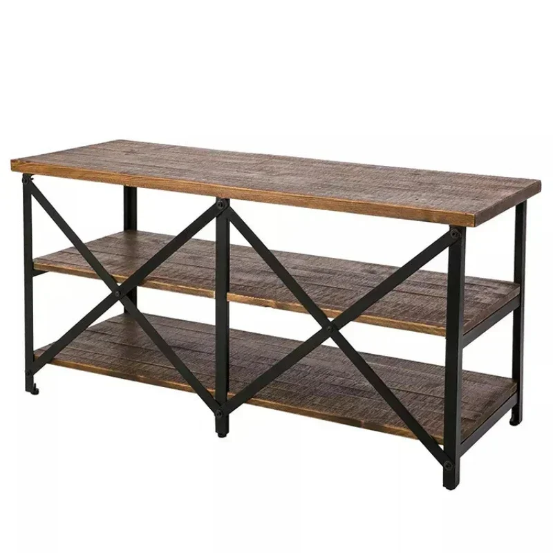 Simple Modern Floor Living Room Storage Rack American Multi-Layer TV Rack Iron and Wood Combined Storage Rack