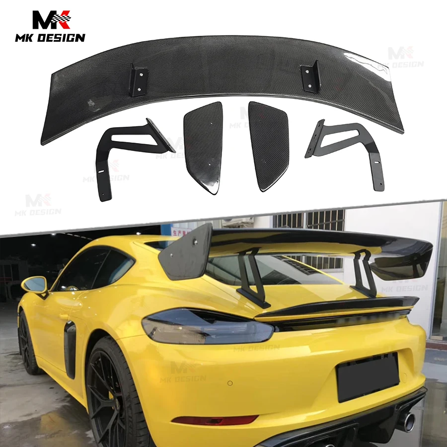 

Carbon Fiber Goose Neck Wing Rear Trunk Spoiler for Porsche 718 981 987 Cayman Rear Wing GT Spoiler Car Accessories