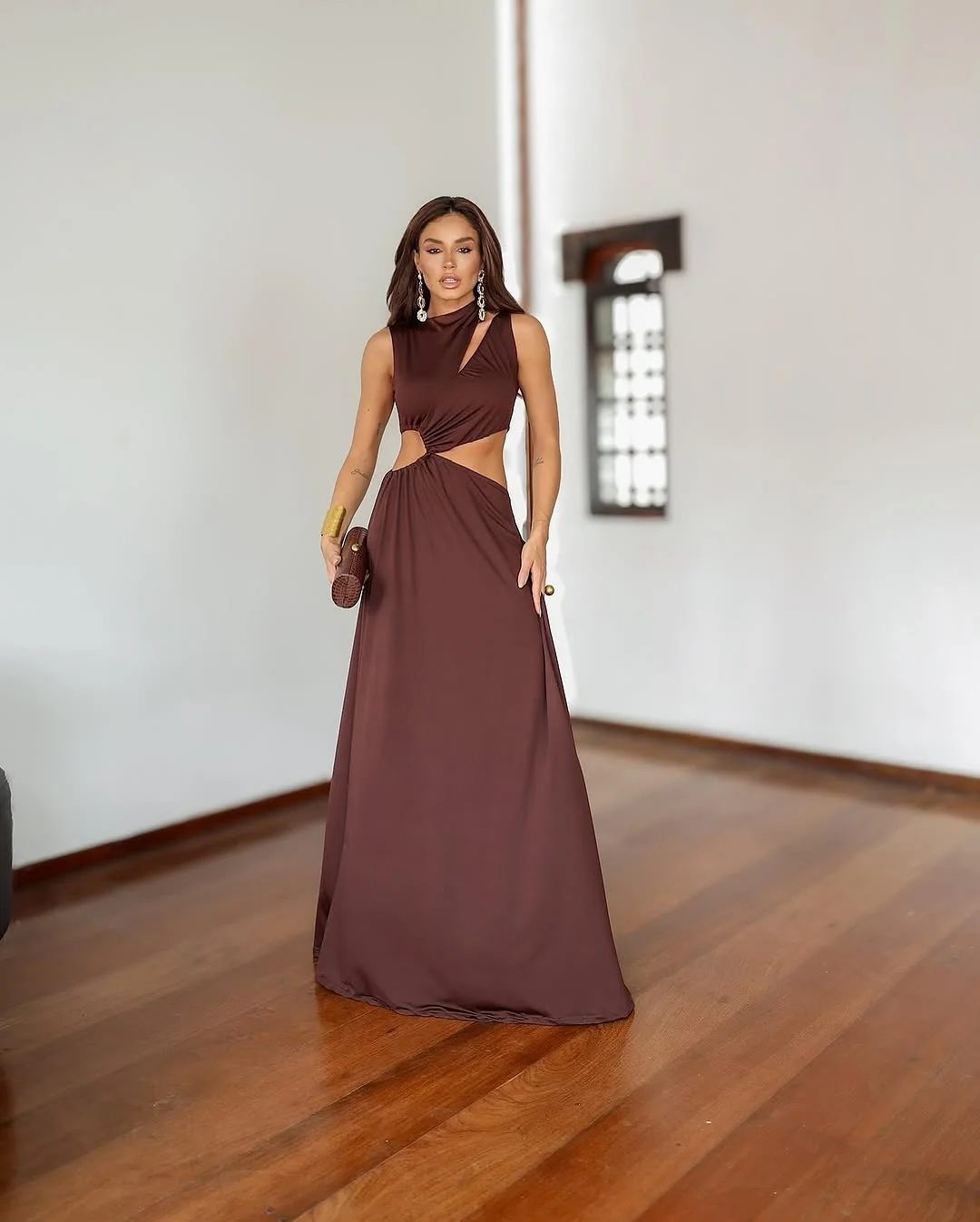 

Customized Fashion Crew Neck Sleeveless Evening Dresses Temperament Pleats Sweep Train Jersey Vestido De Festa Vestido De Noche