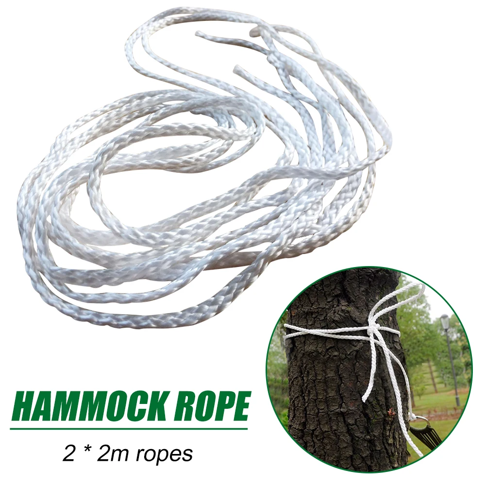 2x 2m Outdoor Hammock Tied Rope Chair Bed Braided Park Tree Hanging Swing Strap for Household Outdoor Leisure Supply