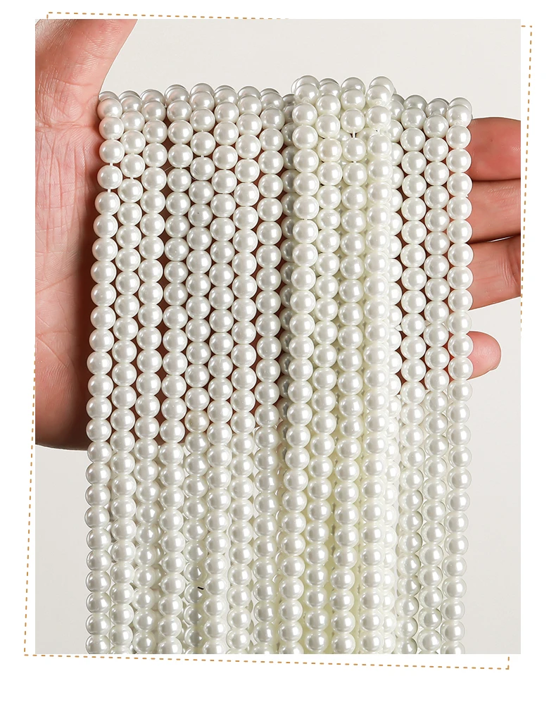 7A Hochwertige Glas-Imitationsperlen-Muschelperle, runde lose Zwischenperle für DIY-Armbänder, Ohrringe, Halsketten und Schmuckherstellung. – Detail 6
