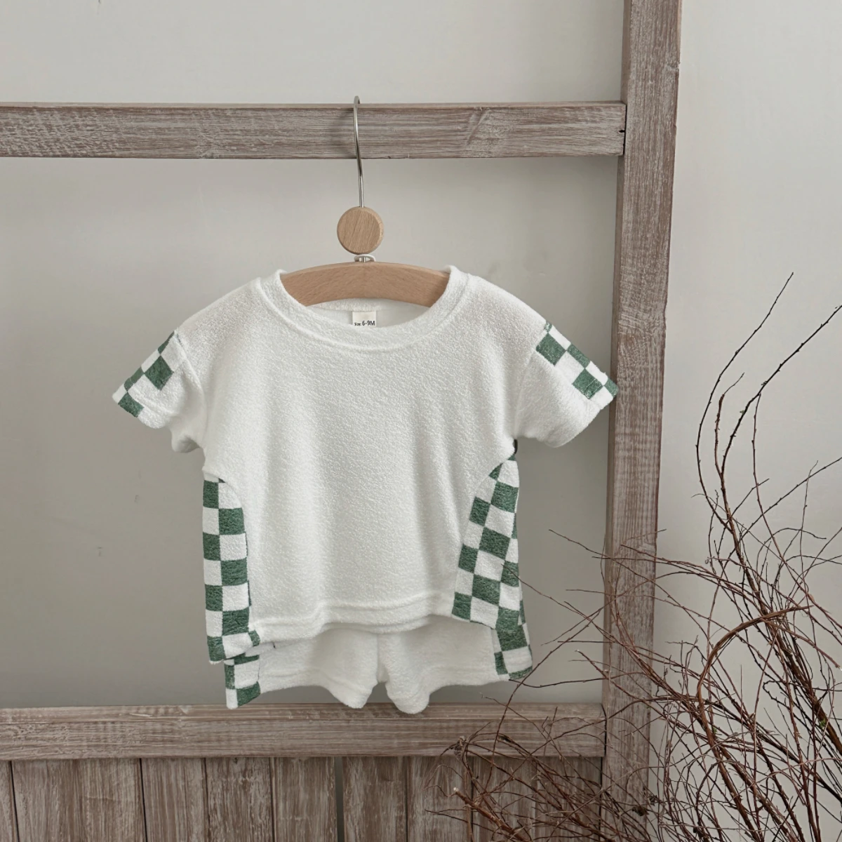 Summer Kids Boys Grid Tshirt Soft Pullover Short Sleeves Top Baby Shorts For Girls Toddler Simple Loose Homewear Set