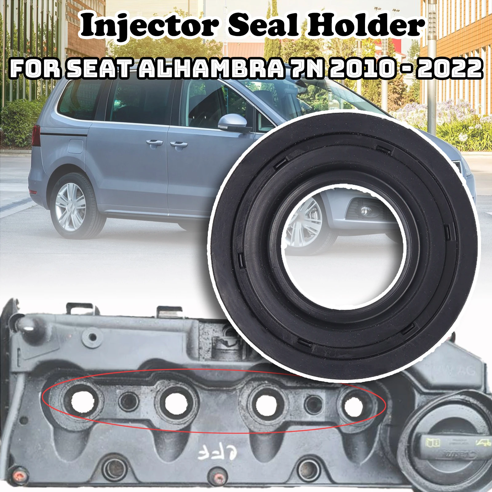 

For Seat Alhambra 7N Fuel Injector Seal Ring Valve Cover Gasket Holder Injector Seal Holder 03L103070 04L103070B 2010 2011- 2022