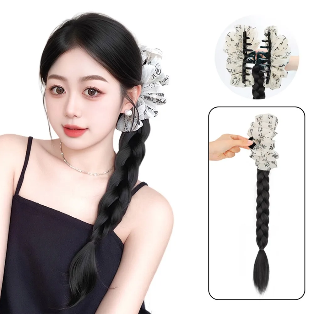 

Cute with Claw Clip Ponytail Braid Wig Ink Style New Chinese Hair Claws One-Piece Traditional Braided Wig Hairpiece for Women