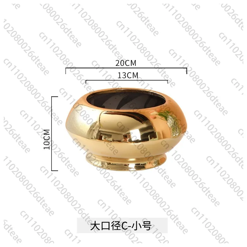 Electroplated Gold Flower Pot Large Diameter Large Ceramic Flower Ware Phalaenopsis Light Luxury High-end Decoration