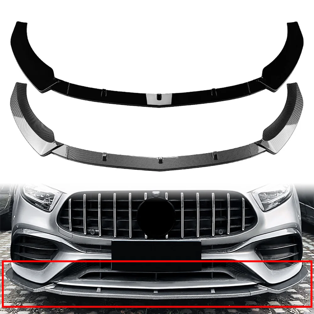 3Pcs Car Front Bumper Protector Spoiler Lip Splitter Trim For Mercedes Benz A Class W177 A45 A45S 2019 2020 2021 2022 2023