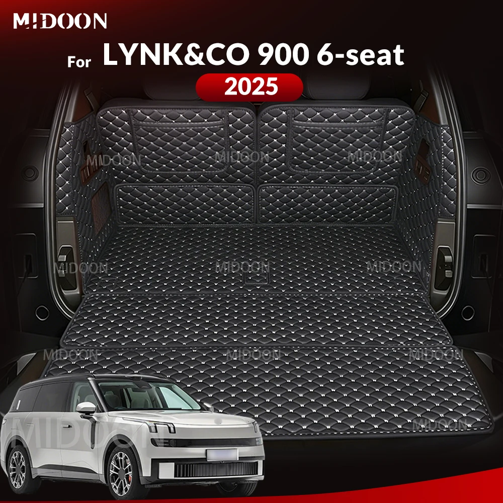 MIDOON For LYNK&CO 900 6-Seat 2025 Car Trunk Mat Cargo Liner PU Leather Full Cover Waterproof Interior Accessories