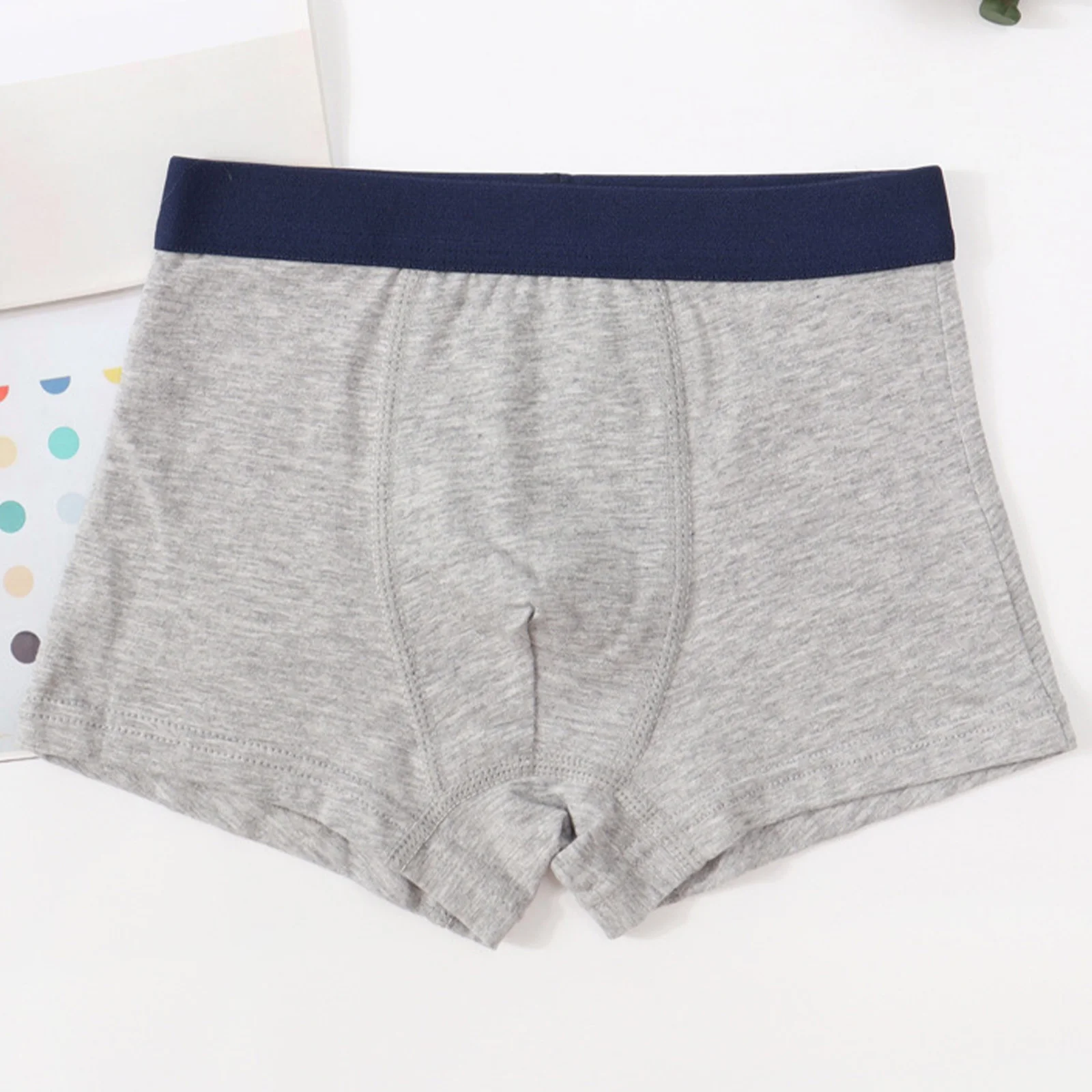 Boxer da allenamento fitness in cotone da 3 pezzi per bambini e ragazzi, intimo elastico a contrasto per abbigliamento sportivo da allenamento sportivo casual