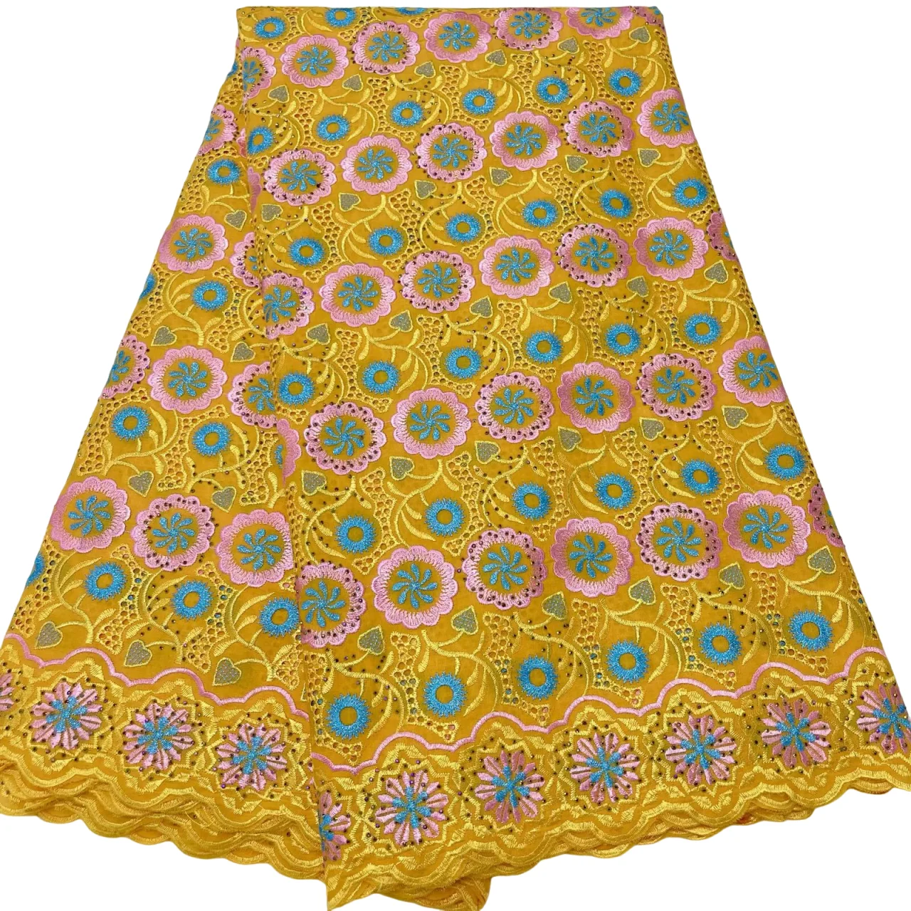 

Африканская мягкая хлопковая кружевная ткань с камнем, высококачественная ткань с цветочной вышивкой, 100% хлопковая вуаль, кружево для вечерние швейных платьев