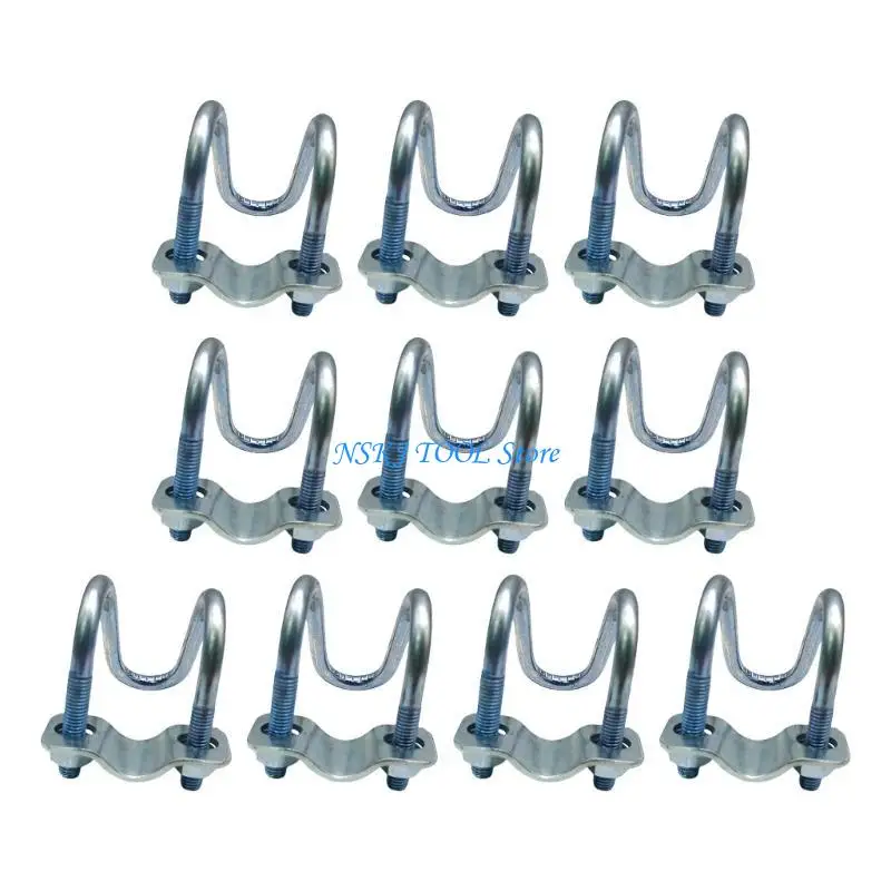 L8RC 10Pcs Crosses Pipe Clamp Double  Screw Bolt Horizontal Vertical Connector Metal Steel Pipes Connector Fixator