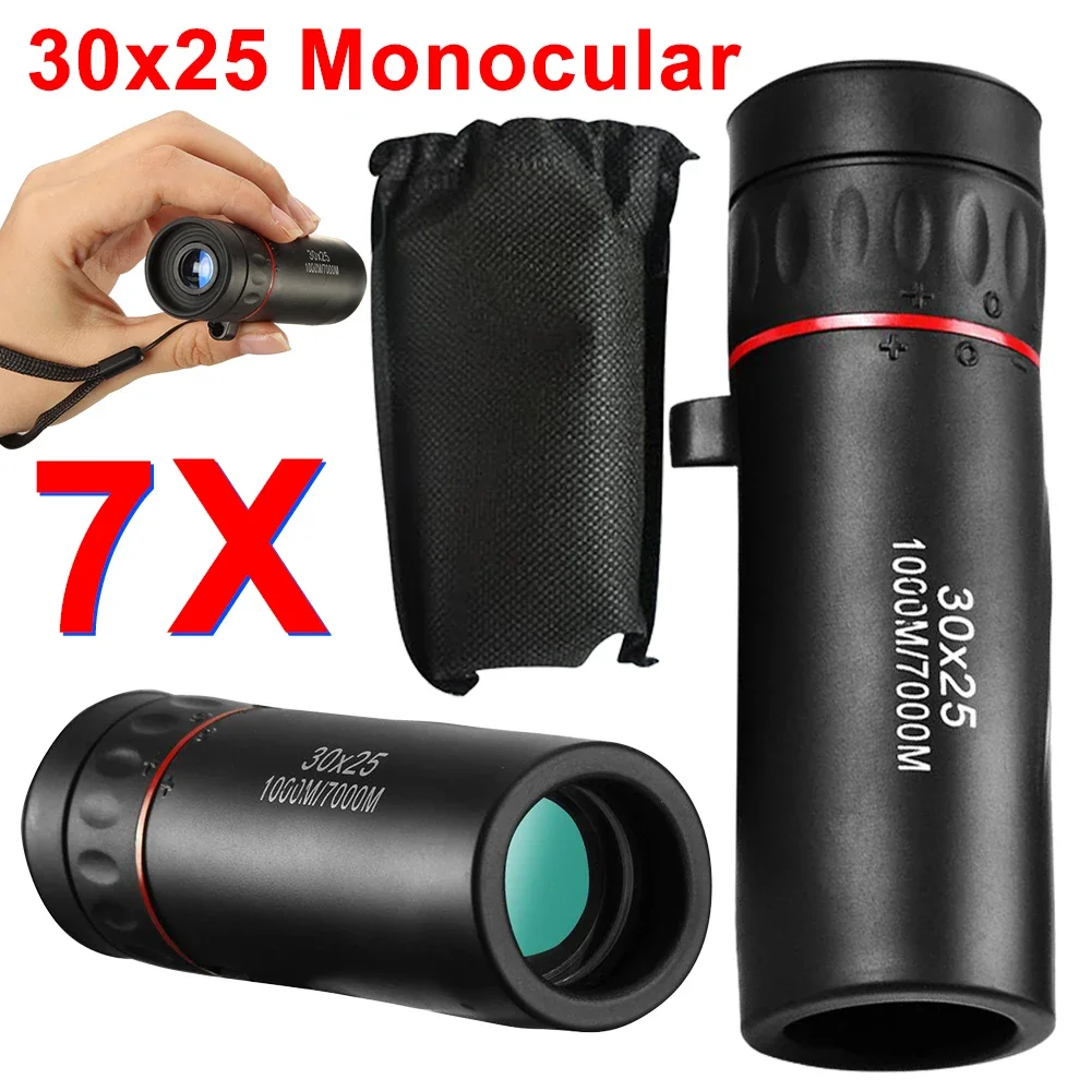 Mini 7X Monocular Portable Telescope HD 30X25 Outdoor Camping Handy Optics Scope Zooming Focus Monocular for Hunting Travel