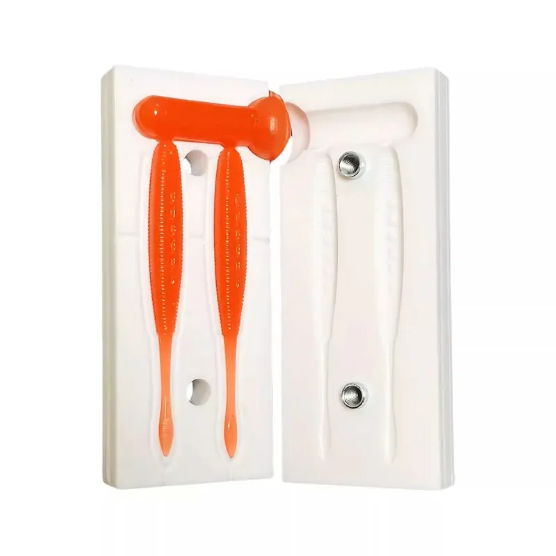 Soft Bait Mold CNC Precision Engraving For 2.5 Inch Wagging Tail Worm Artificial Lure Making
